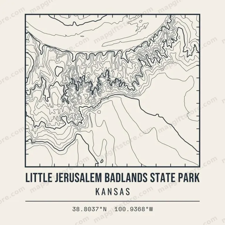 Little Jerusalem Badlands State Park topo map